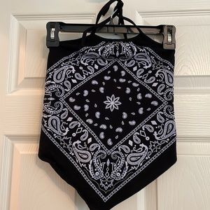 Black bandana style halter top
